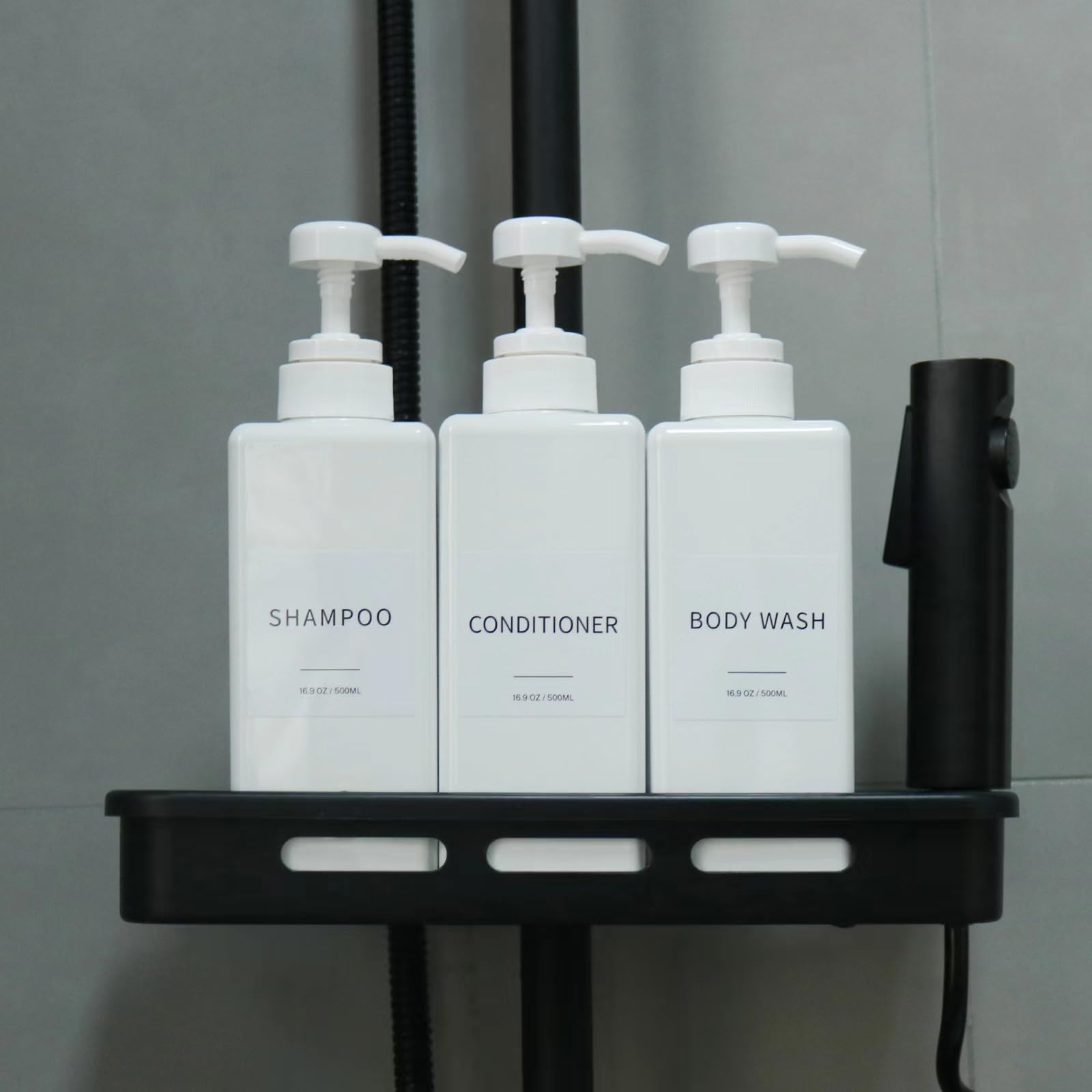 Shampoo and Conditioner Dispenser, Refillable Plastic Pump Bottles
